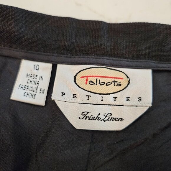 TALBOTS High Rise Irish Linen Floral Embroidered Black Ankle Pants 10P - Picture 3 of 10